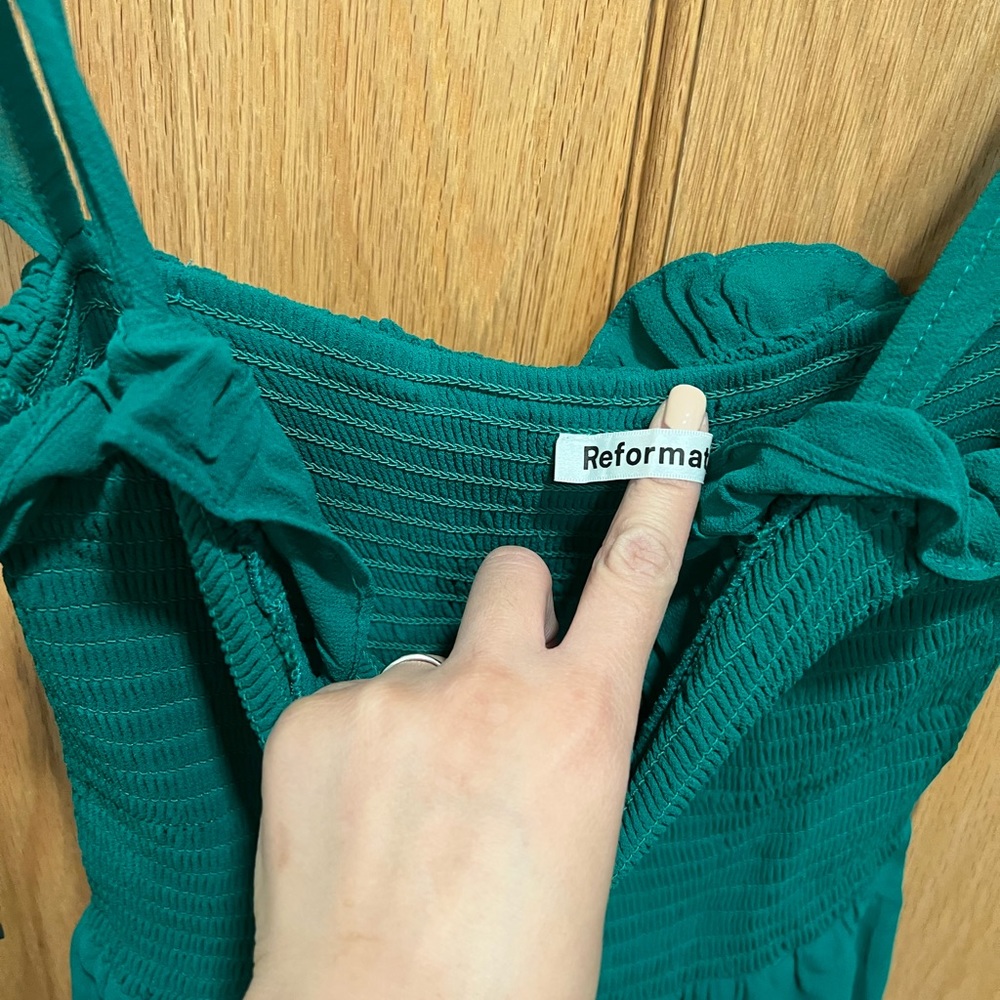 Reformation Green Ruffled Midi Dress - Picture 6 of 9